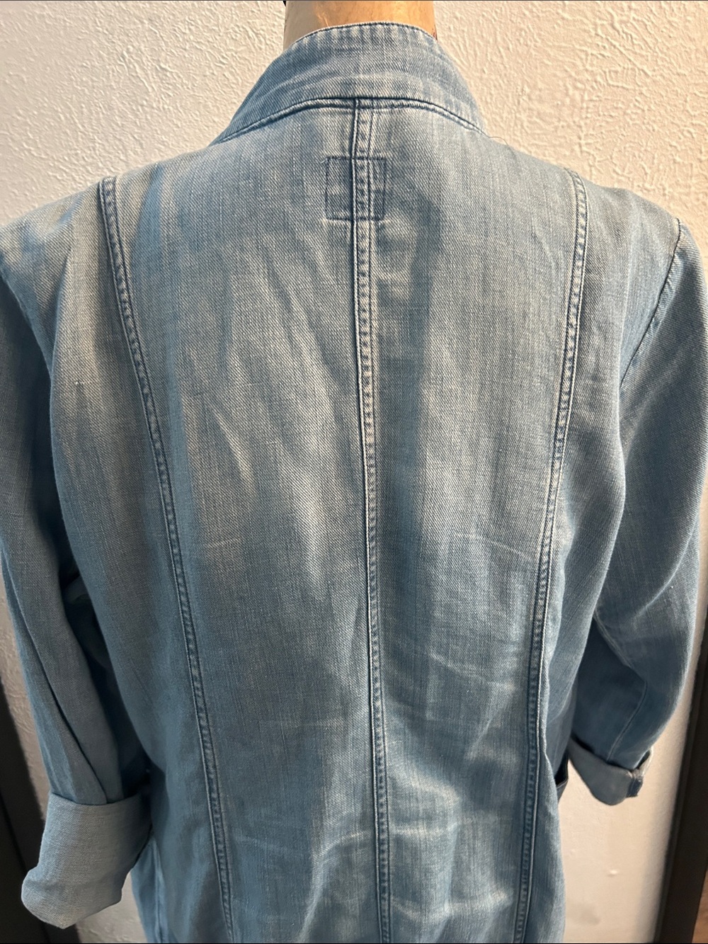 J. Jill Light Blue Denim Longline Jacket with Brass Buttons - Picture 3 of 3